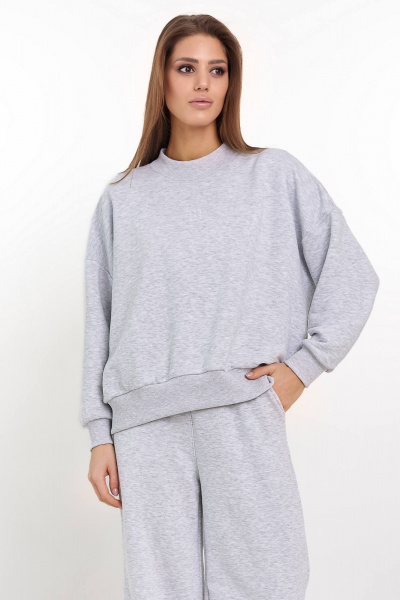 Свитшот оверсайз из трикотажа с вышивкой и логотипом GO F4016/50-04 - фото 3