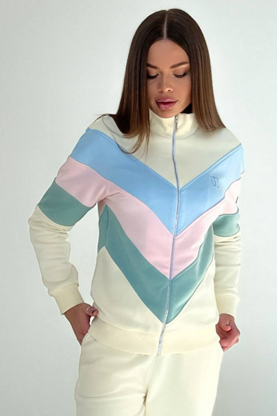 Демисезонный джемпер с контрастными резами и молнией GO F4025/02-01 - фото 2