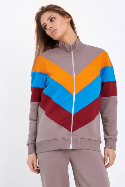 Демисезонный джемпер с контрастными резами и молнией GO F4025/04-03 - фото 1