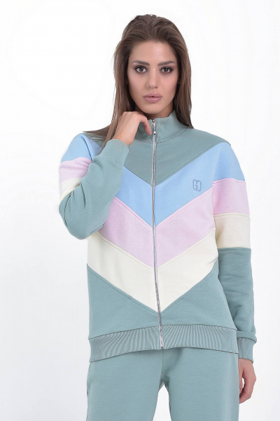 Демисезонный джемпер с контрастными резами и молнией GO F4025/26-688 - фото 1