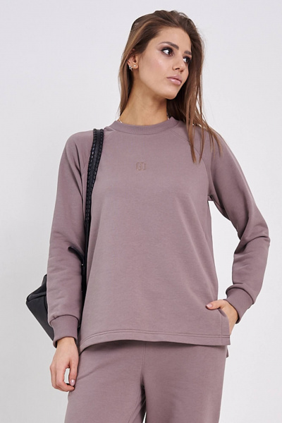 Удлиненный свитшот с вышивкой и разрезами GO F4028/04-03 - фото 1