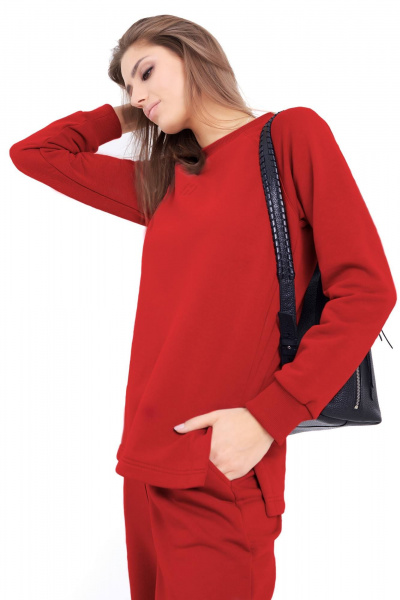 Удлиненный свитшот с вышивкой и разрезами GO F4028/11-02 - фото 2