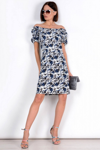 Платье Patriciа C15331 белый,синий - фото 1