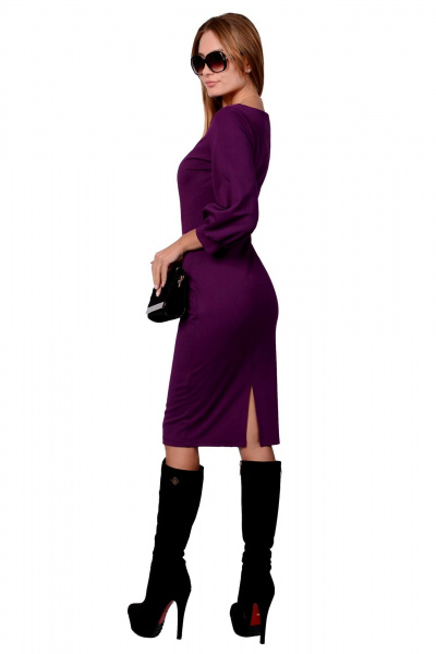 Платье из вискозы с рукавами-фонариками и лодочным вырезом Patriciа NY2201 сиреневый - фото 2