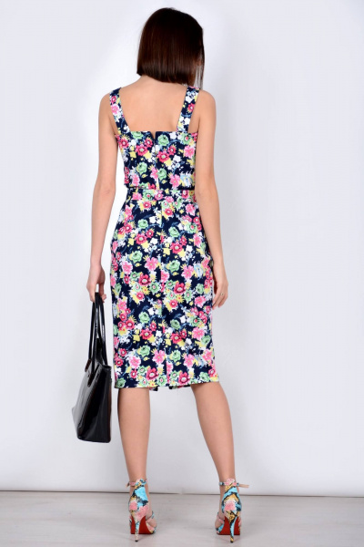 Летний мультиколор сарафан из хлопка с классическим силуэтом Patriciа NY14883 темно-синий,розовый - фото 2