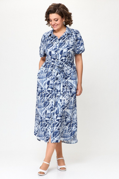 Платье Michel chic 993/1 синий,белый - фото 2