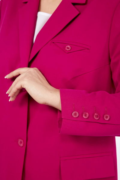 Розовый костюм из текстиля для деловых и повседневных луков Ольга Стиль С-823 фуксия - фото 4