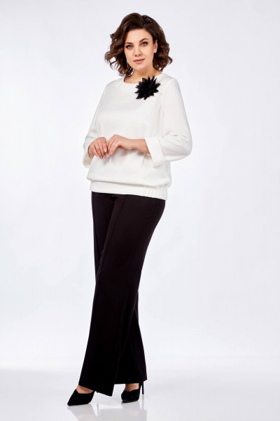 Блуза, брюки Ольга Стиль С-838 белый_ромбы - фото 7