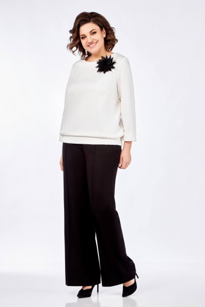 Блуза, брюки Ольга Стиль С-838 белый_ромбы - фото 5