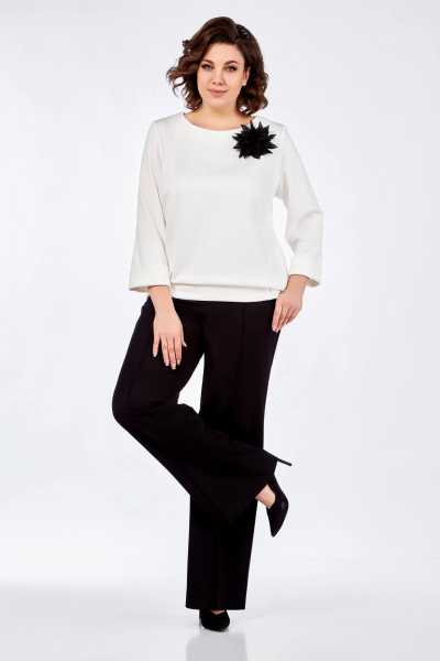 Блуза, брюки Ольга Стиль С-838 белый_ромбы - фото 1