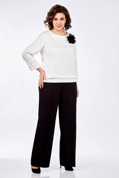 Блуза, брюки Ольга Стиль С-838 белый_ромбы - фото 4