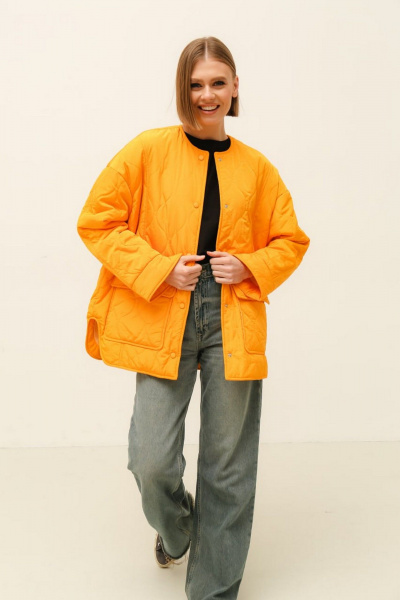 Куртка желтая стеганая на утеплителе с карманами PUR PUR 11-089/3 - фото 1