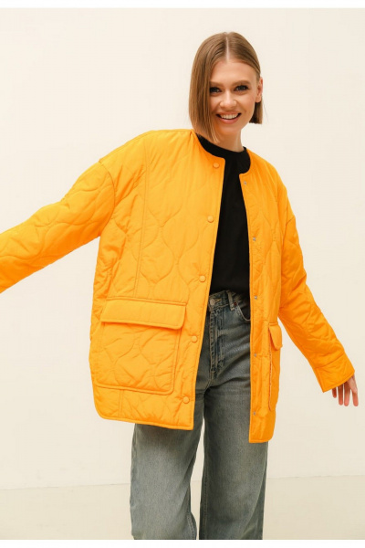 Куртка желтая стеганая на утеплителе с карманами PUR PUR 11-089/3 - фото 2
