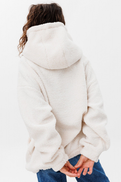 Oversize трикотажное худи с капюшоном и карманом кенгуру HIT 0220 белый - фото 8