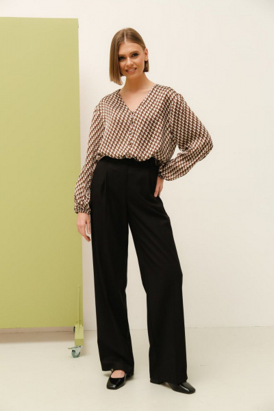 Блуза из текстиля с коротким рукавом и застежкой PUR PUR 11-207 - фото 1