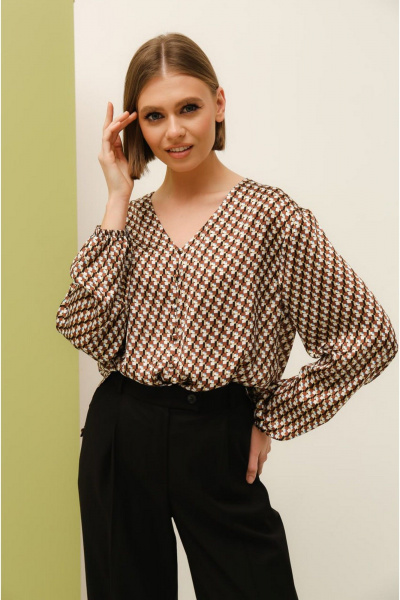 Блуза из текстиля с коротким рукавом и застежкой PUR PUR 11-207 - фото 2