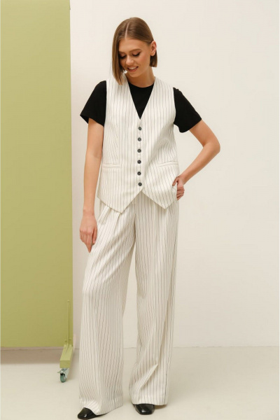 Брюки и жилет из текстиля для делового образа PUR PUR 11-279/1 белый - фото 2