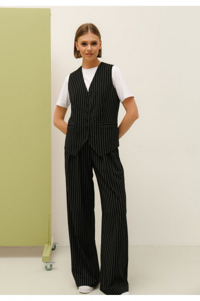 Брюки и жилет из текстилей для стильных комбинаций PUR PUR 11-279 черный - фото 1