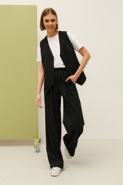 Брюки и жилет из текстилей для стильных комбинаций PUR PUR 11-279 черный - фото 3