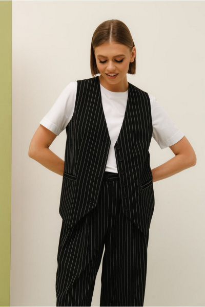 Брюки и жилет из текстилей для стильных комбинаций PUR PUR 11-279 черный - фото 2