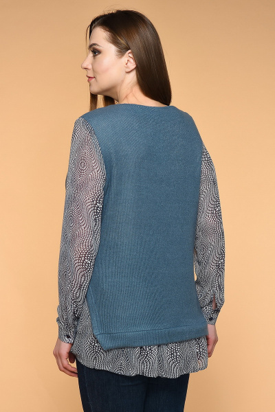 Туника из шерсти и трикотажа с длинной 70 см для демисезона Медея и К 1898 голубой - фото 2