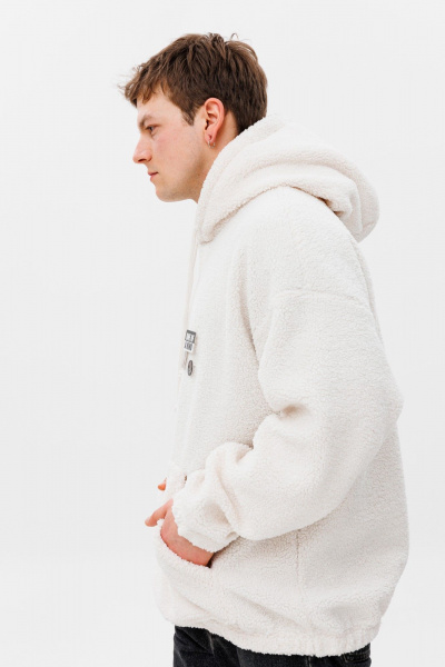 Белое худи oversize с объемным капюшоном и рукавом HIT 0220м белый - фото 4