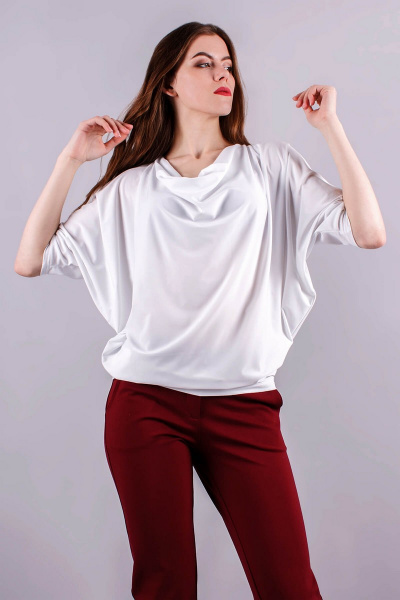 Блуза летучая мышь из трикотажа с воротником качели Mita КМ188 - фото 1