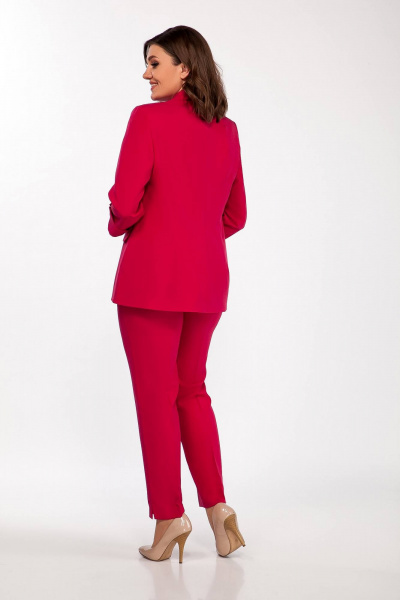 Деловой комплект блуза, брюки и жакет из текста Ольга Стиль С-656 фуксия - фото 3