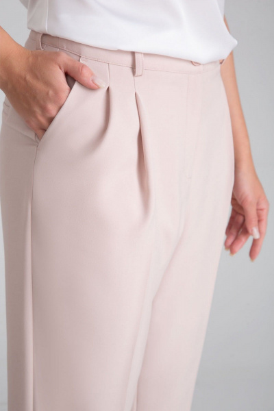 Брюки укороченные со стрелками из текстиля для повседневности IVARI 310/1 пудра - фото 7