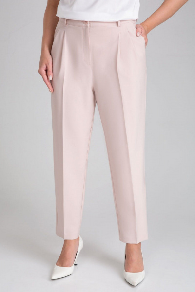 Брюки укороченные со стрелками из текстиля для повседневности IVARI 310/1 пудра - фото 4