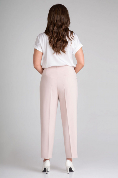 Брюки укороченные со стрелками из текстиля для повседневности IVARI 310/1 пудра - фото 3