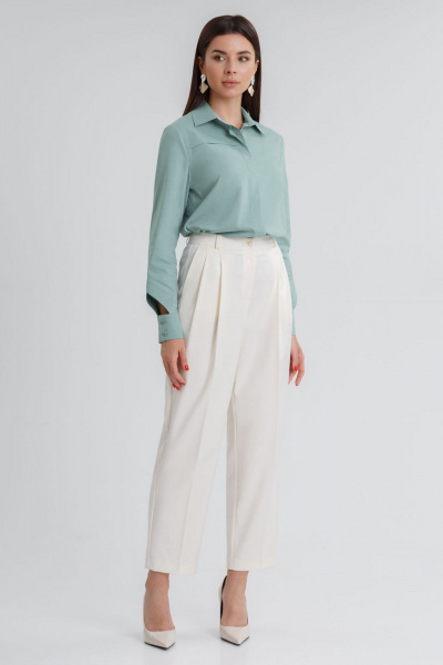 Брюки со стрелками из текстиля для деловых и casual образов IVARI 310/1 молочный - фото 1