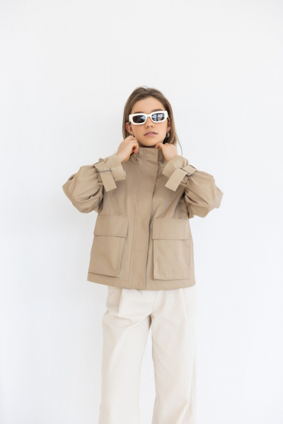 Платье бохо с трикотажным верхом и хлопковой юбкой FEVRALI М04-2024 песочный - фото 2