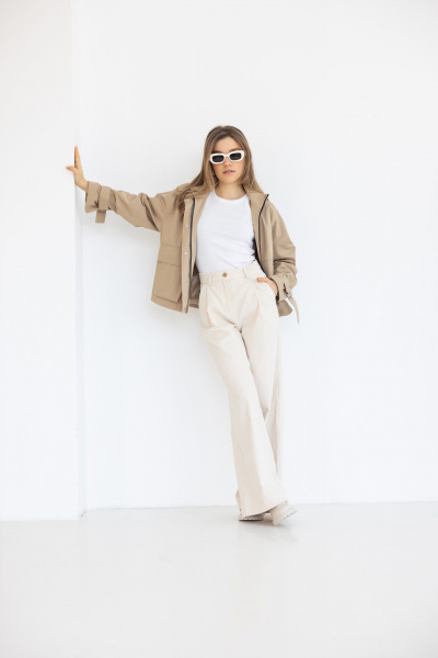 Платье бохо с трикотажным верхом и хлопковой юбкой FEVRALI М04-2024 песочный - фото 7