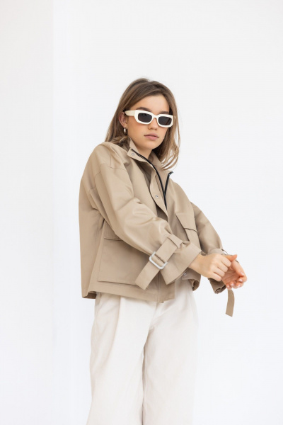 Платье бохо с трикотажным верхом и хлопковой юбкой FEVRALI М04-2024 песочный - фото 1