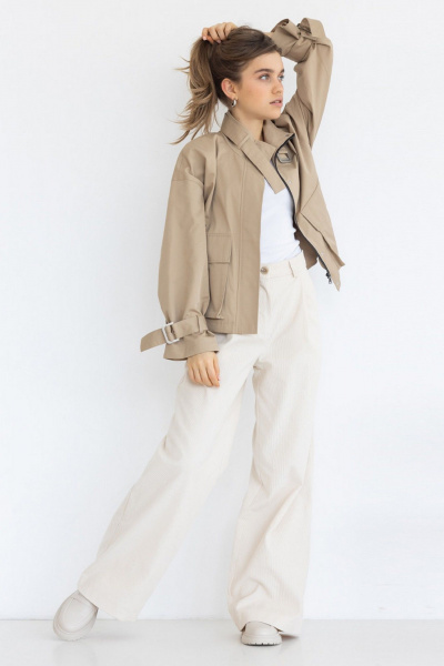 Платье бохо с трикотажным верхом и хлопковой юбкой FEVRALI М04-2024 песочный - фото 3