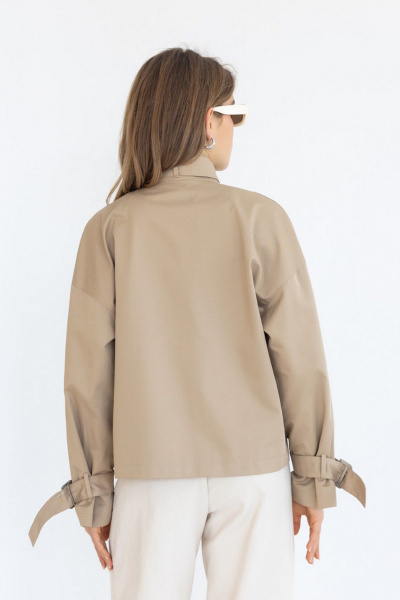 Платье бохо с трикотажным верхом и хлопковой юбкой FEVRALI М04-2024 песочный - фото 5