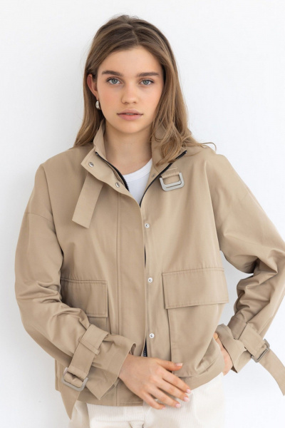 Платье бохо с трикотажным верхом и хлопковой юбкой FEVRALI М04-2024 песочный - фото 4