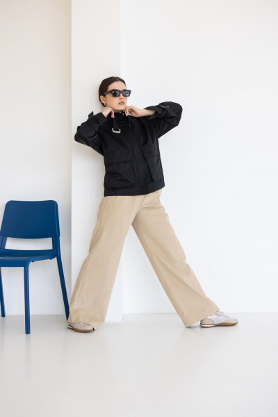 Хлопковая куртка с сатиновым эффектом для повседневных образов FEVRALI М04-2024 черный - фото 4