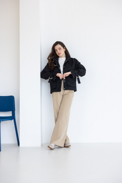 Хлопковая куртка с сатиновым эффектом для повседневных образов FEVRALI М04-2024 черный - фото 1