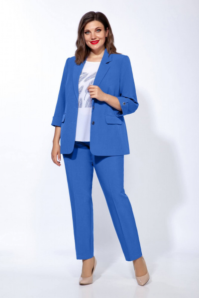 Блуза, брюки, жакет Ольга Стиль С-656 светло-синий - фото 5