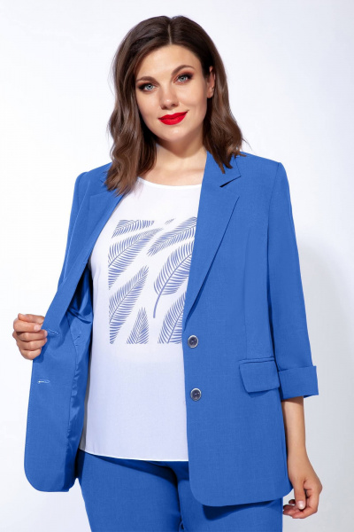 Блуза, брюки, жакет Ольга Стиль С-656 светло-синий - фото 4