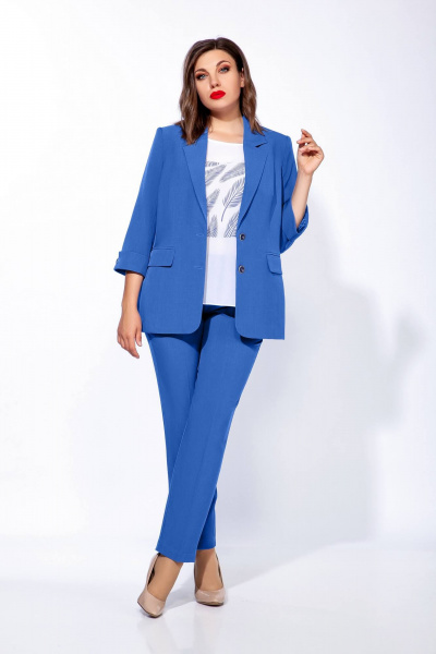 Блуза, брюки, жакет Ольга Стиль С-656 светло-синий - фото 1