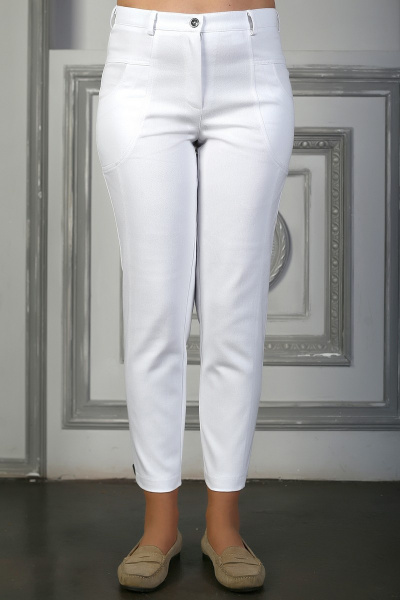 Брюки джинсовые белые со стрейчем и карманами Avila 0224 белый - фото 1