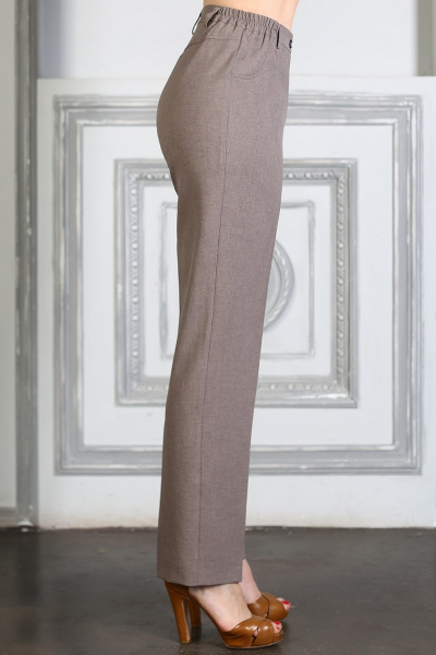Брюки бежевые удлиненные с резинкой для комфортной посадки Avila 0633 темно-бежевый - фото 2