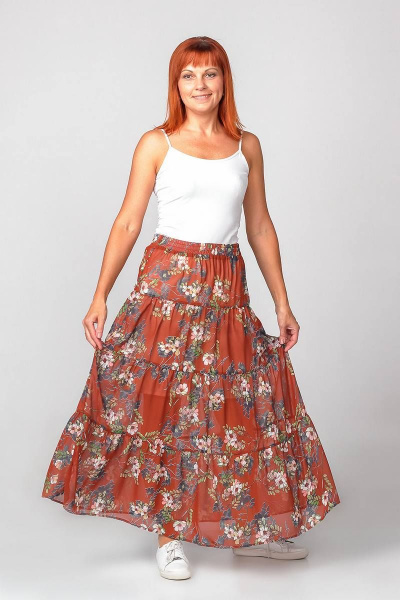 Юбка расширенная из шифона, летняя, повседневный стиль Соджи 442 рыжий - фото 2