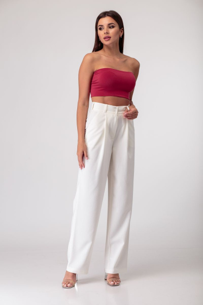 Летний топ без бретелей из текстиля, универсальный и стильный Anelli 767 бордо - фото 1