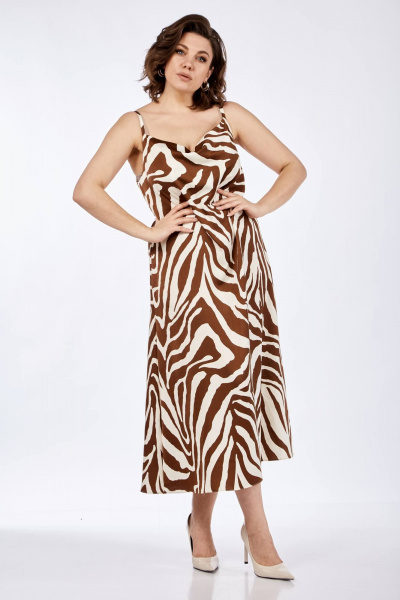 Белый или черный комплект: жакет и платье в стиле Old Money Ольга Стиль С-840 белый_зебра - фото 3