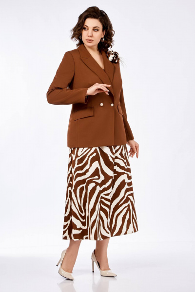 Жакет, платье Ольга Стиль С-840 кофейный - фото 10