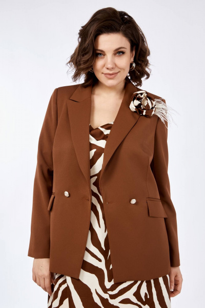 Жакет, платье Ольга Стиль С-840 кофейный - фото 3